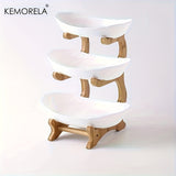 Obst Etagere Holz 3-stöckig – Moderne Obstschale & Gemüsekorb – Obstständer 3 Etagen Küchenorganizer Servierschale