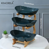 Obst Etagere Holz 3-stöckig – Moderne Obstschale & Gemüsekorb – Obstständer 3 Etagen Küchenorganizer Servierschale